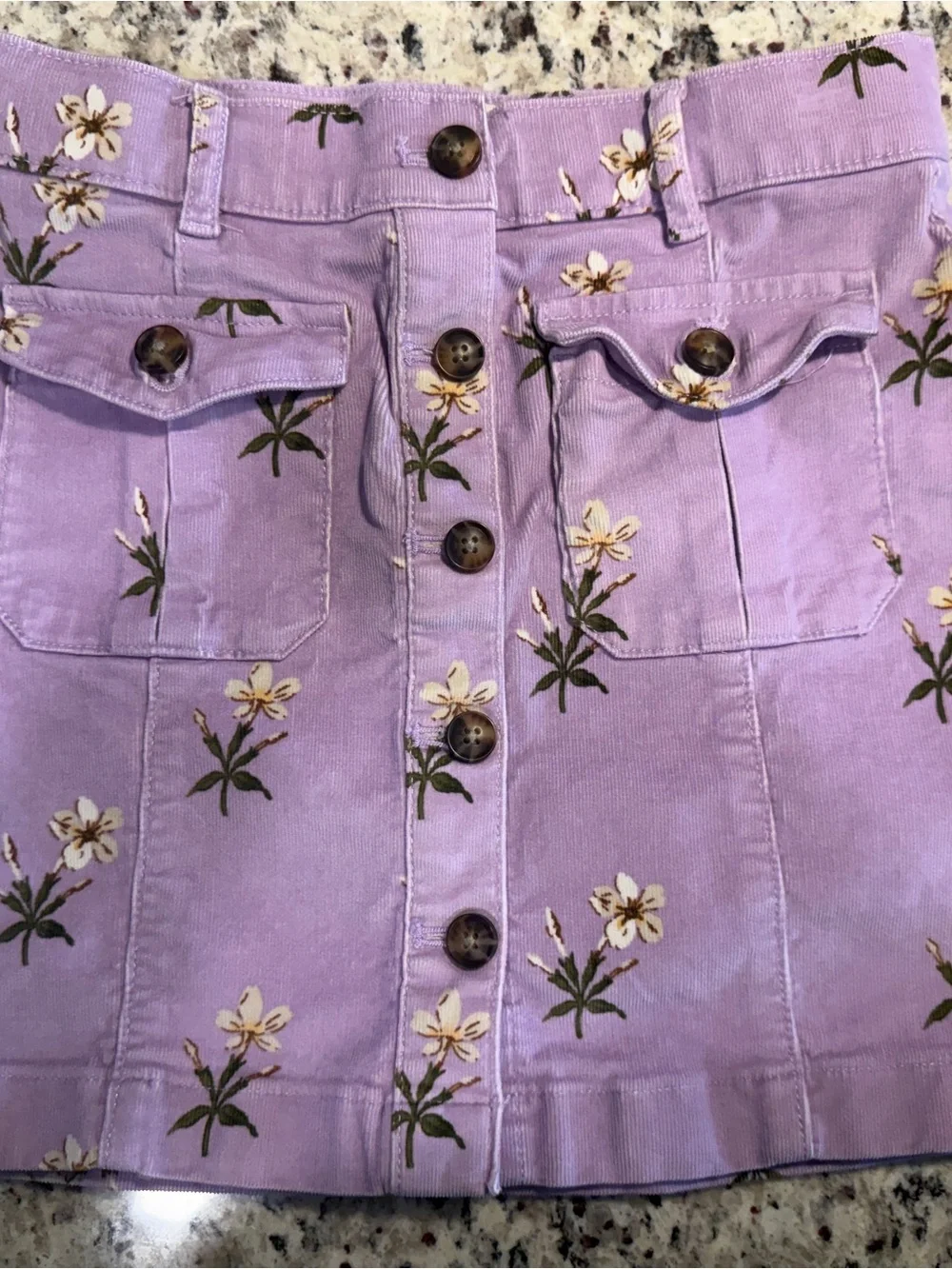 Vineyard Vines Lavender Floral Button-Front Skirt